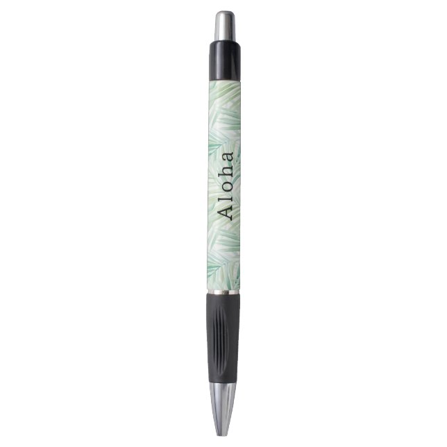 Caneta Folhas Tropicais Verdes Aloha (Frente Vertical)
