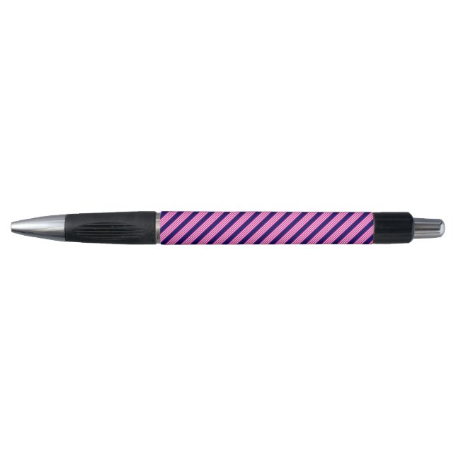 Caneta Fuchsia e padrão de cinco faixas brancas com azul (Frente)