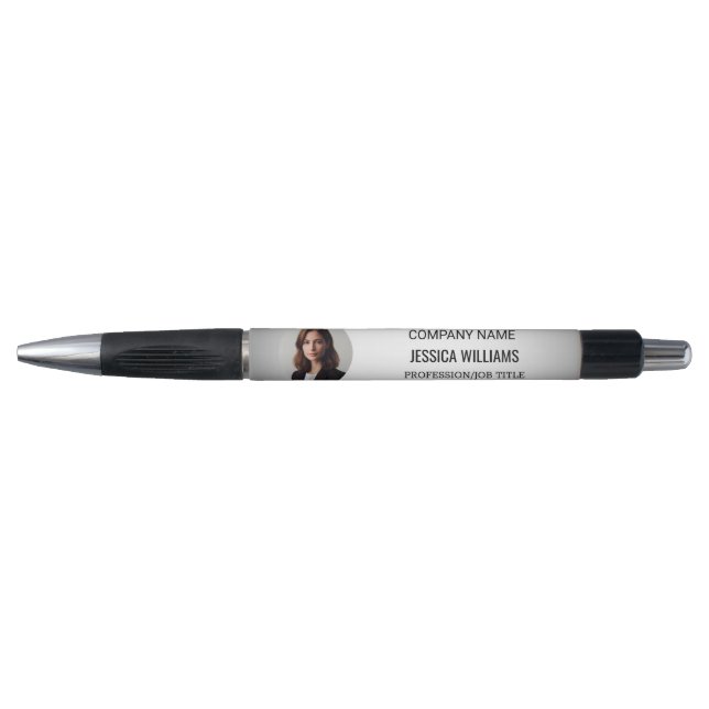 Caneta Fundo Cinza Desfocado Personalizado com Foto (Frente)