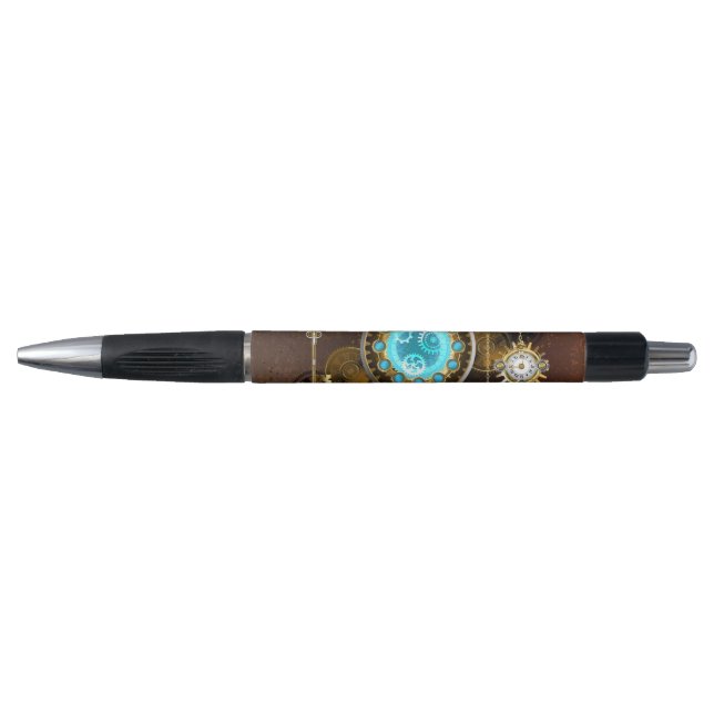 Caneta Fundo Enferrujado Steampunk com Lentes Turquesa (Frente)