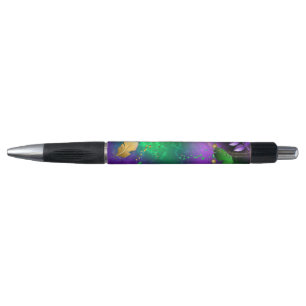Caneta Fundo márdi iridescente com miçangas