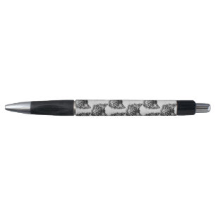 Caneta Gatinho preto e branco rosto de Cinza