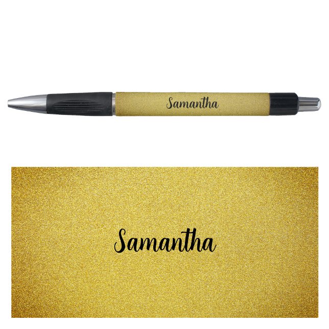 Caneta Glitter Dourado de Nome Personalizado (Personalized Name Gold Glitter Pen)