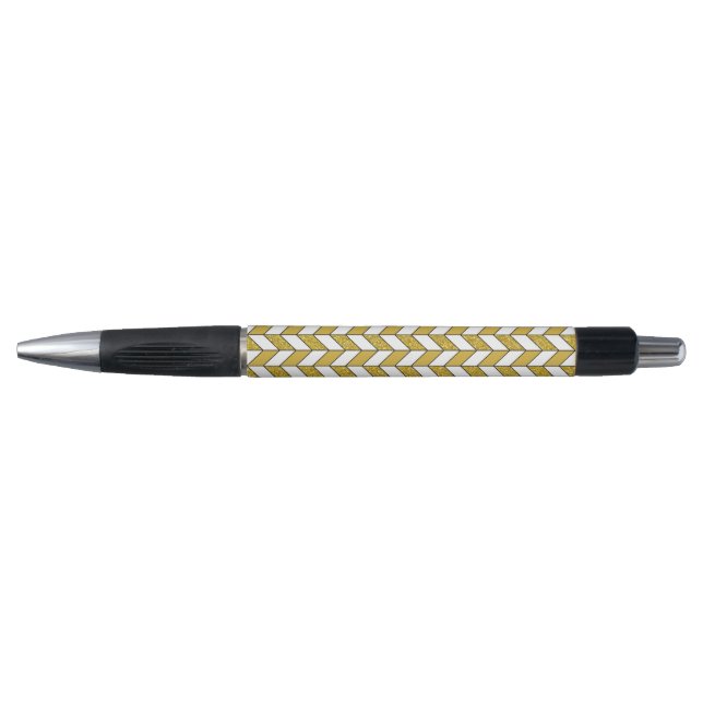 Caneta Glitter Herringbone Moderno Dourado (Frente)