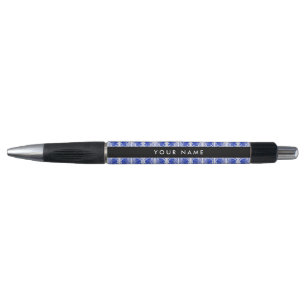 Caneta Grego Fret Arabesque Azul, Seu Nome, Personalize