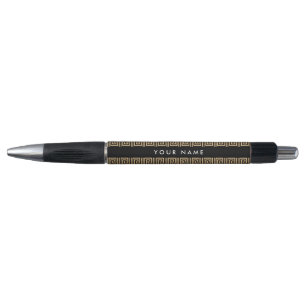Caneta Grego Meander Key Brown, Seu Nome Personalizar