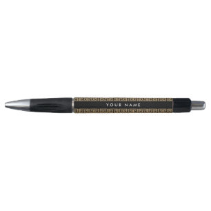 Caneta Grego Meander Key H Brown, Seu Nome Personalizar