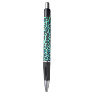 Caneta Impressão de Leopard Black and Teal