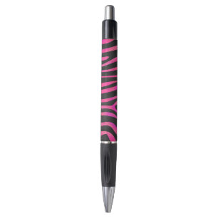 Caneta Impressão de zebra preto e rosa quente