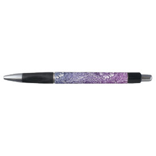 Caneta Intrair Design floral em matizes roxos e brancos