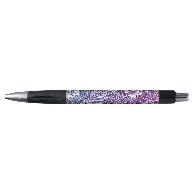 Caneta Intrair Design floral em matizes roxos e brancos (Frente)