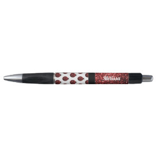 Caneta Joaninha vermelha escura com brilho falso Monogram