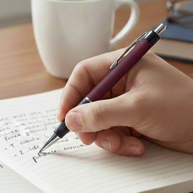 Caneta Leather Look Maroon Pen with Customizable Name (Criador carregado)