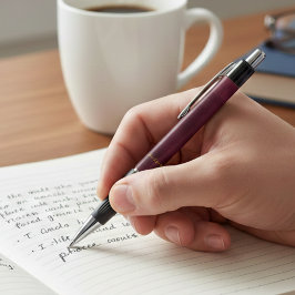 Caneta Leather Look Maroon Pen with Customizable Name