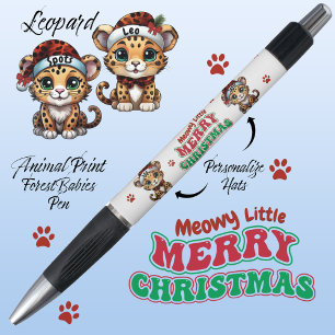 Caneta Leopardo Festivo Impressão de Gatos 🐆 Patas de Na