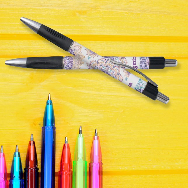 Caneta Lila Flower Mandala Padrão colorido personalizado (Lila Flower Mandala Colorful pattern personalized Pen)