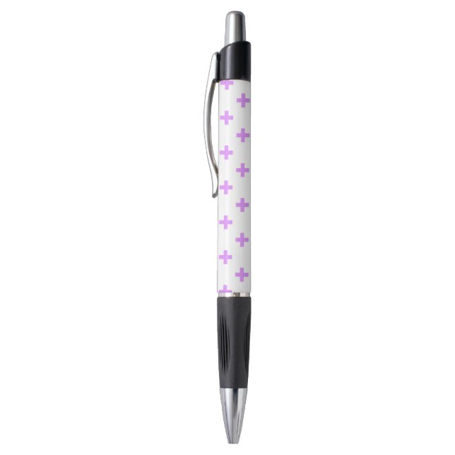 Caneta Lilac polka cruza em branco (Topo (Vertical))
