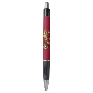 Caneta Limpeza de ouro com Flores Rosa
