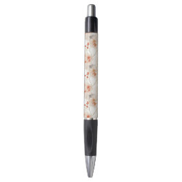 Caneta Linda Feminina Pêssego Vermelho Branco Floral