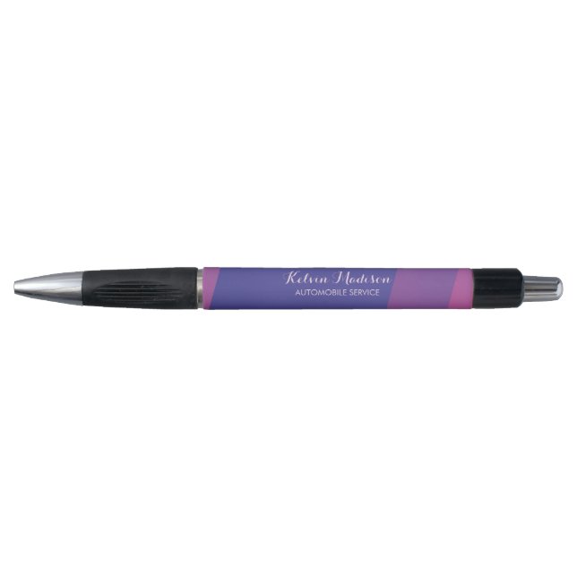 Caneta Linhas diagonais simples rosa e azul (Frente)