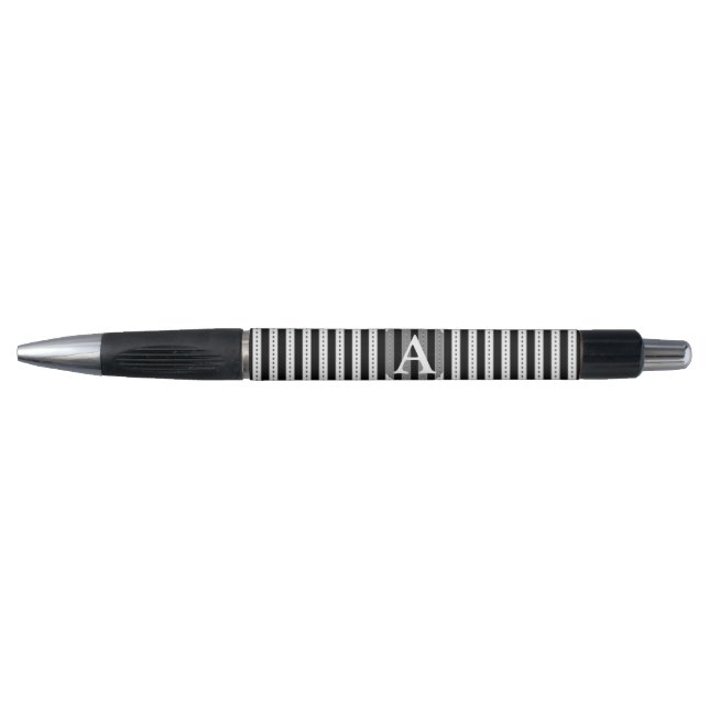 Caneta Listras Finas Preto e Branco Personalizadas com Mo (Frente)