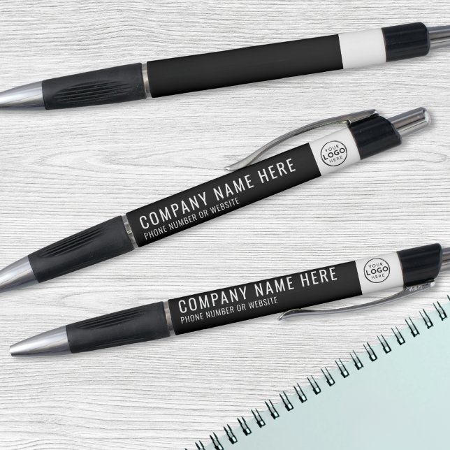 Caneta Logotipo da empresa Negro Mínimo para Negócios (Company Logo Black Minimal Business Pen)
