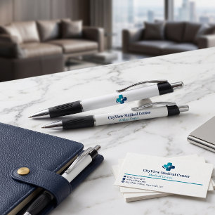 Caneta Logotipo de consultório médico azul turquesa minim