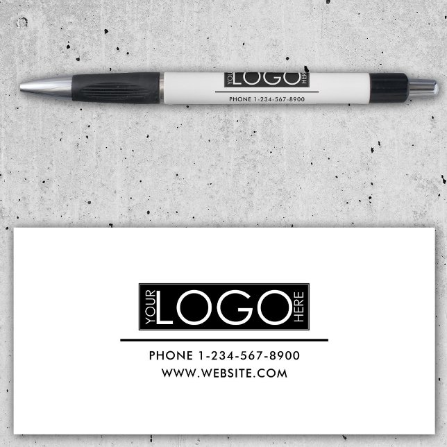 Caneta Logotipo de Negócios Profissional Detalhes de Cont (Professional Business Logo Contact Details Simple Pen)