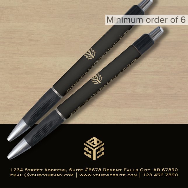 Caneta Logotipo Dourado preto personalizado (Criador carregado)
