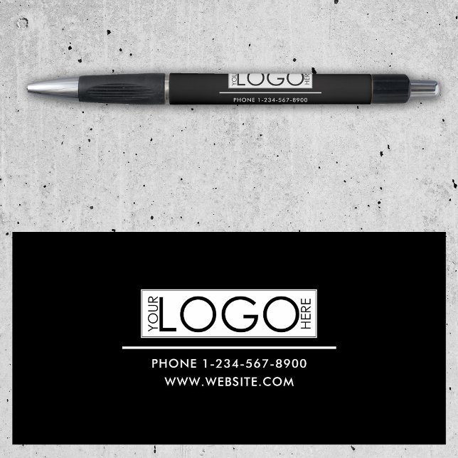Caneta Logotipo Empresarial Profissional Detalhes de Cont (Professional Business Logo Contact Details Simple Pen)