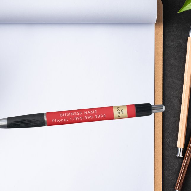 Caneta Logotipo nome empresa de negócios vermelha telefon (Criador carregado)