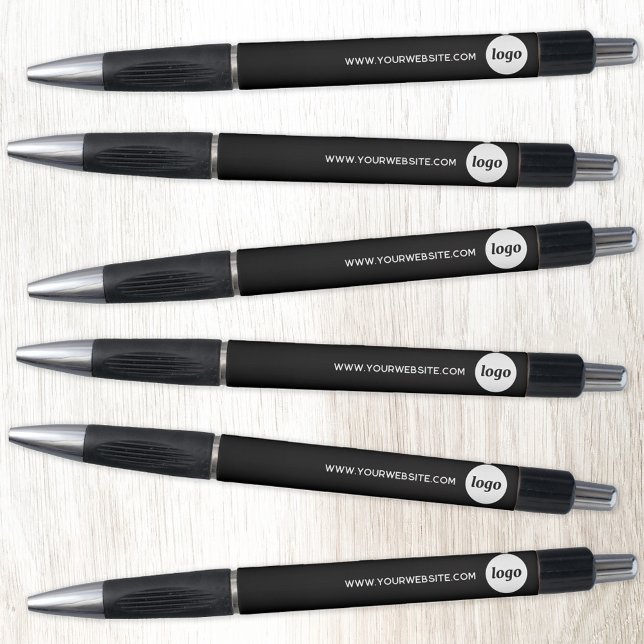 Caneta Logotipo Simples Com Empresa De Promocionais Para  (Simple logo with custom text business branding promotional website address black pen)