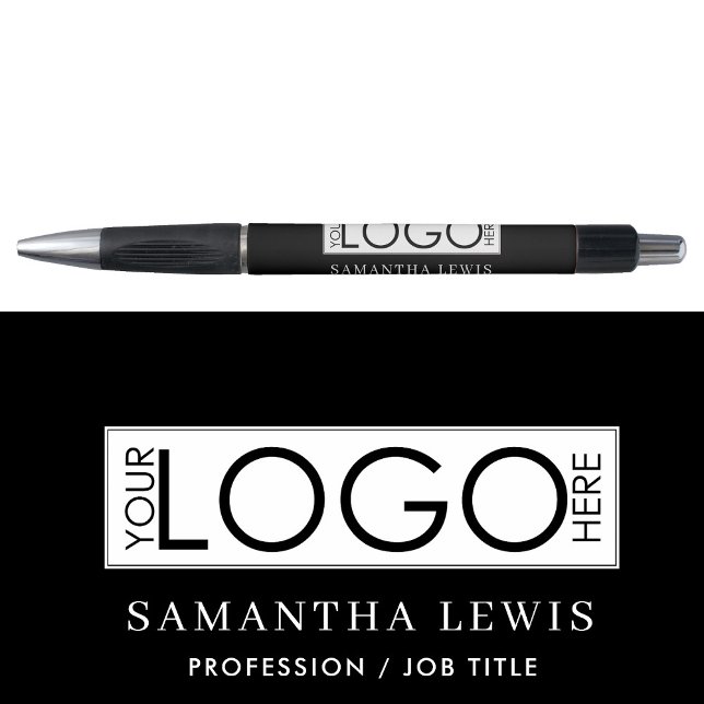 Caneta Logotipo & Texto Preto de Negócios Promocionais Mo (Modern Promotional Business Logo & Text Black Pen)