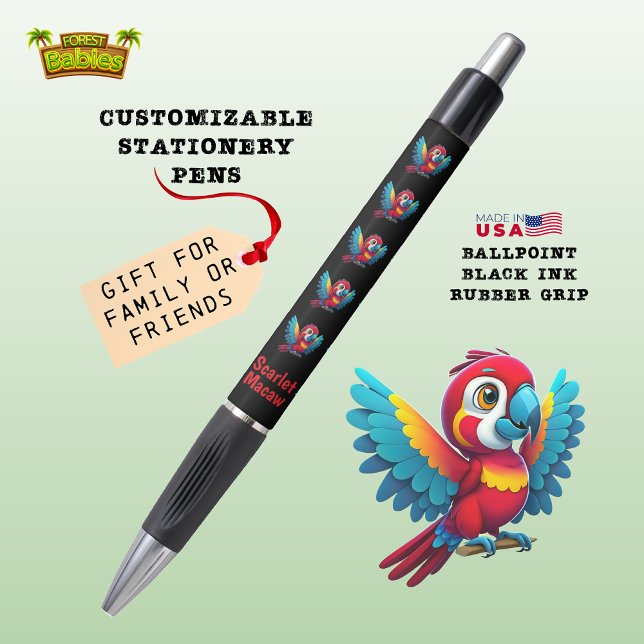 Caneta Macaw Cócio Papagaio Corante 🦜 Aves Tropicais (Wild Tropical Character Illustration Made in USA Colorful Macaw Parrot Bird Wildlife Animal Pen 🐦🎁)