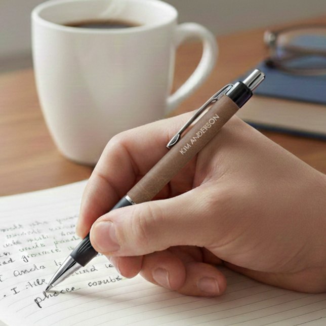 Caneta Minimalist Aged Leather Style Design Personalized (Criador carregado)