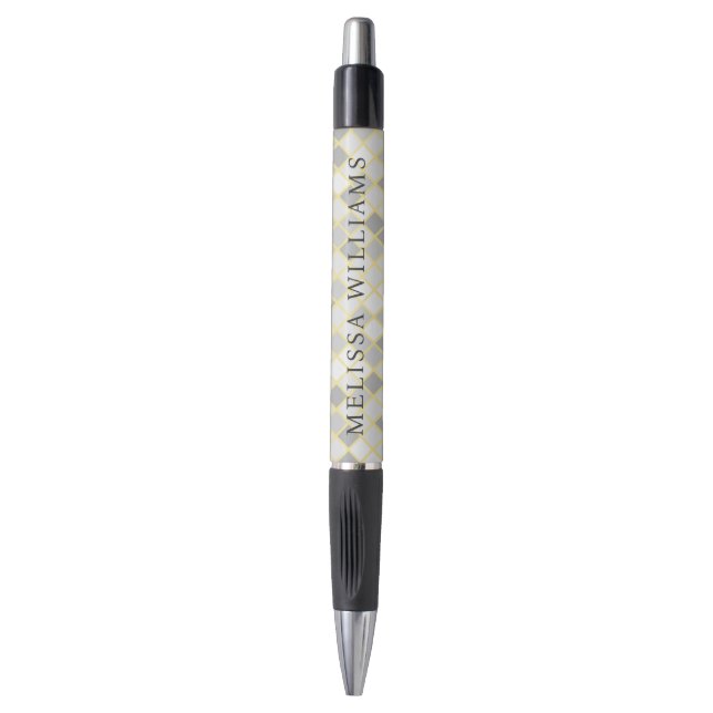 Caneta Modern Yellow & Gray Geometric Business Logo Pen (Frente Vertical)