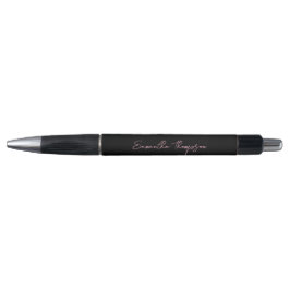 Caneta Moderno Chic Rosa Preto Script Minimalista