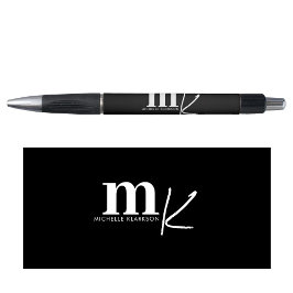 Caneta Monograma branco preto minimalista moderno