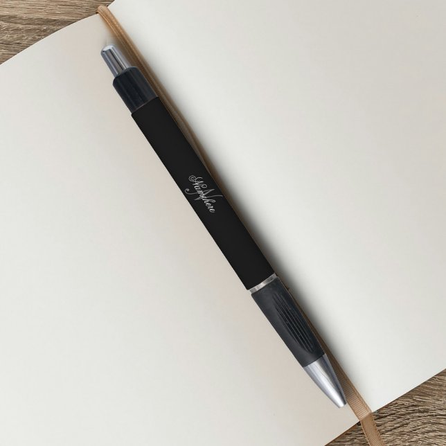 Caneta Monograma de Nome Preto e Branco Personalizado Úni (Criador carregado)