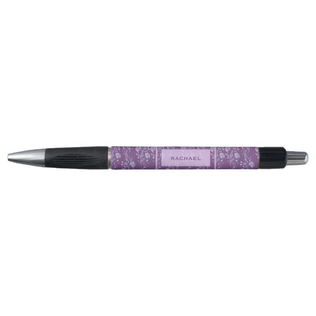 Caneta Monograma Floral bonito Roxo e Lilac (Frente)