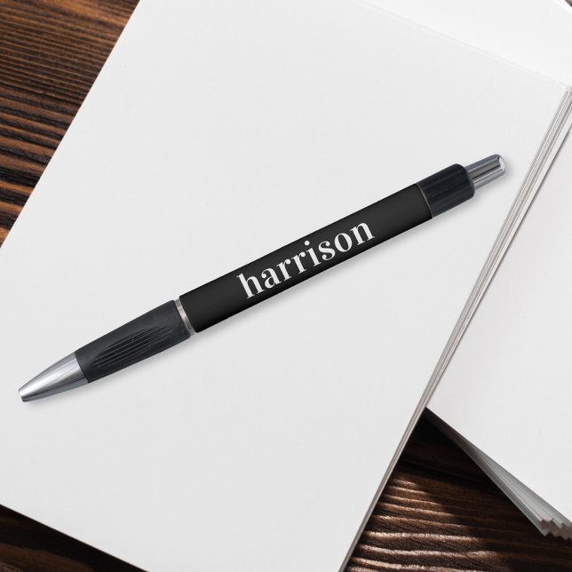 Caneta Monograma Moderno Mínimo Preto (Criador carregado)