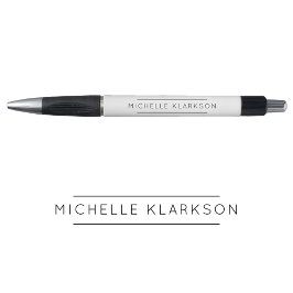 Caneta Monograma Preto e Branco Minimalista Simples Moder