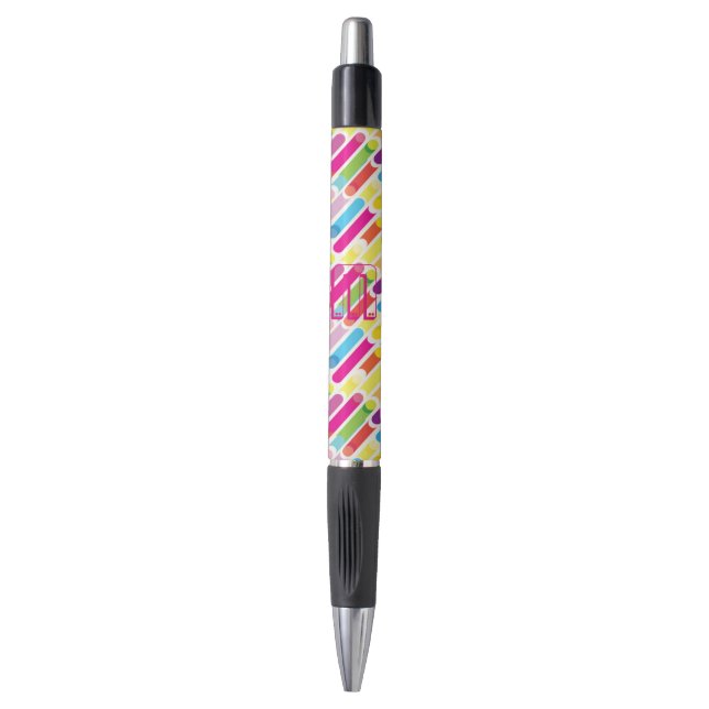 Caneta Monograma Rainbow Diagonal Lines, Pop (Frente Vertical)