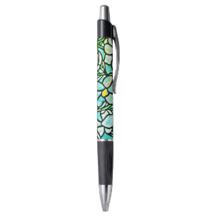 Caneta Mosaico Verde Floral