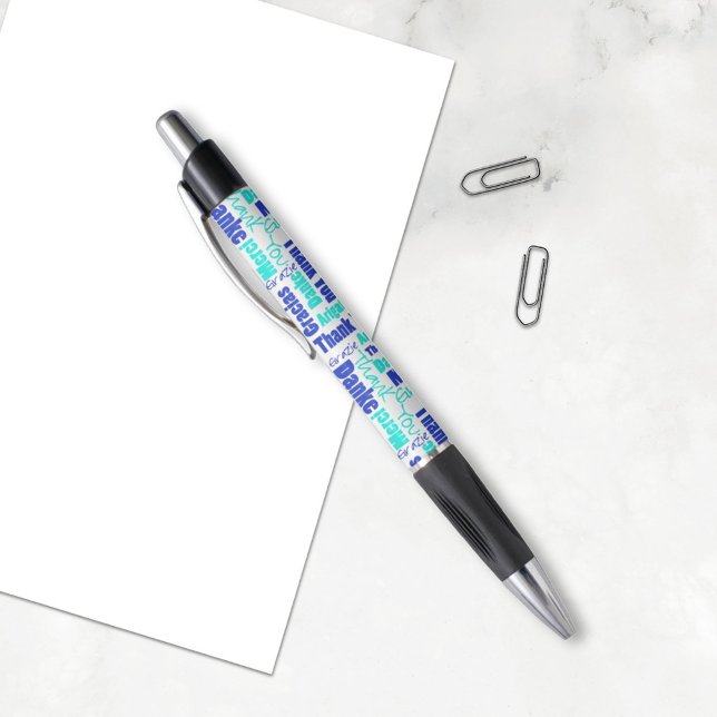 Caneta Muito Obrigado, Palavra Multilíngue Azul ( The gratitude pen is a nice gift idea for volunteers, teacher or other people you want to thank. )