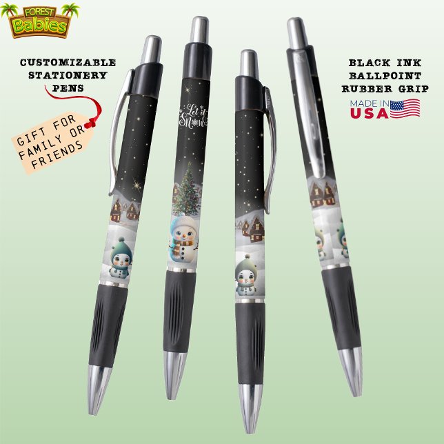 Caneta Mulher de Neve, deixe-a nevar na vila de Natal ⛄️  (Xmas Holiday Winter Wonderland Snowman Woman, Let it Snow Christmas Village  ForestBabies Pen ⛄️🎄🎁)