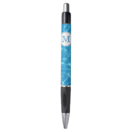 Caneta Natação Azul com Espumante Piscina Monograma Azul