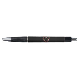 Caneta Noir avec un cœur floral rose et rouge