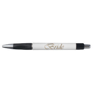 Caneta Noiva, guião dourado, elegante casamento branco c