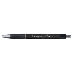 Caneta Nome da Empresa do Texto do Script Branco Preto El